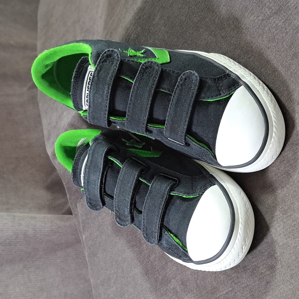 Converse Black Canvas Sneakers with Green Highlights